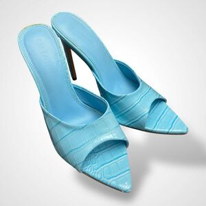 Liliana Pointed Open Toe High Heels Light Blue Women Size 8 Slip-On Slide